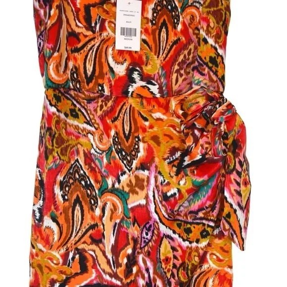 The Buckle Willow & Root Wrap Tie Mini Dress, Multi Bold Colors - Medium - Picture 4 of 12